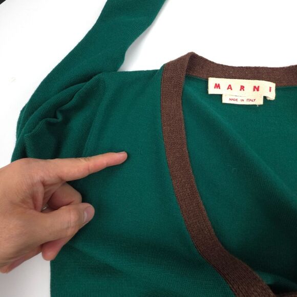MARNI Virgin Wool Cardigan Sweater Green Colorblock Lagenlook French Girl Twee - Picture 6 of 8